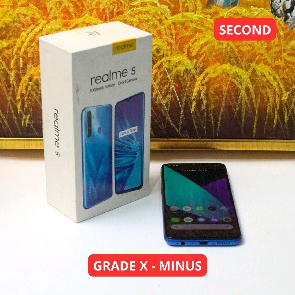 REALME 5 3/64 GB GRADE X - MINUS HP SECOND ORIGINAL SINAR MUTIARA CELL (80175)