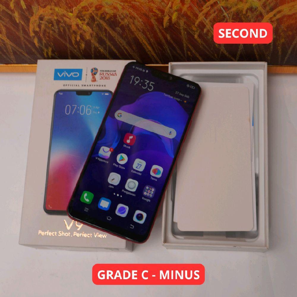 VIVO V9 6/64 GB GRADE C - MINUS HP SECOND ORIGINAL SINAR MUTIARA CELL