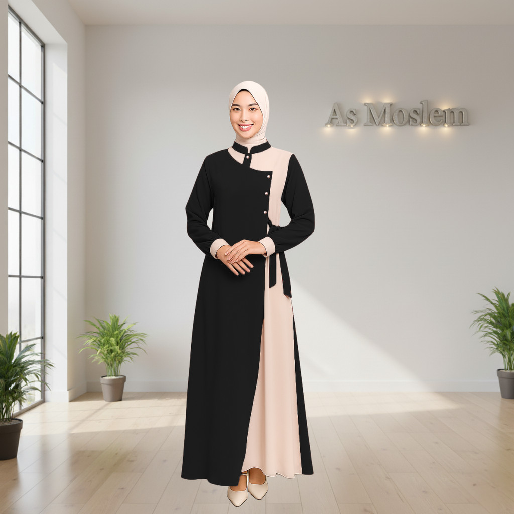 Safiya Dress Couple Ibu dan Anak Perempuan Sabrina Anti UV Gamis Abaya Couple Ibu Anak Kombinasi