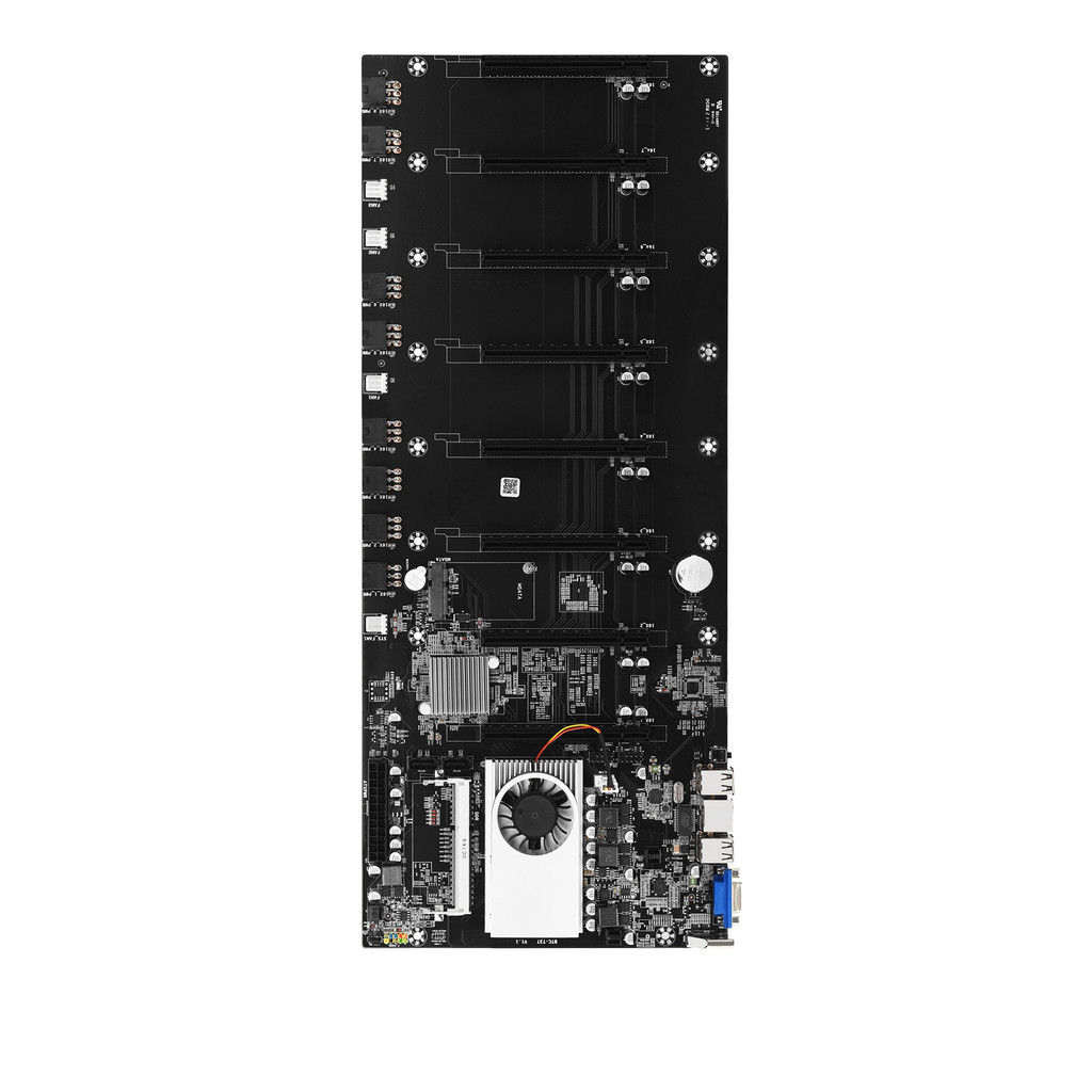 BTCT37 Mining Motherboard with CPU and FAN Set 8 GPU Slots Support DDR3 Memory Integrated VGA Low Po