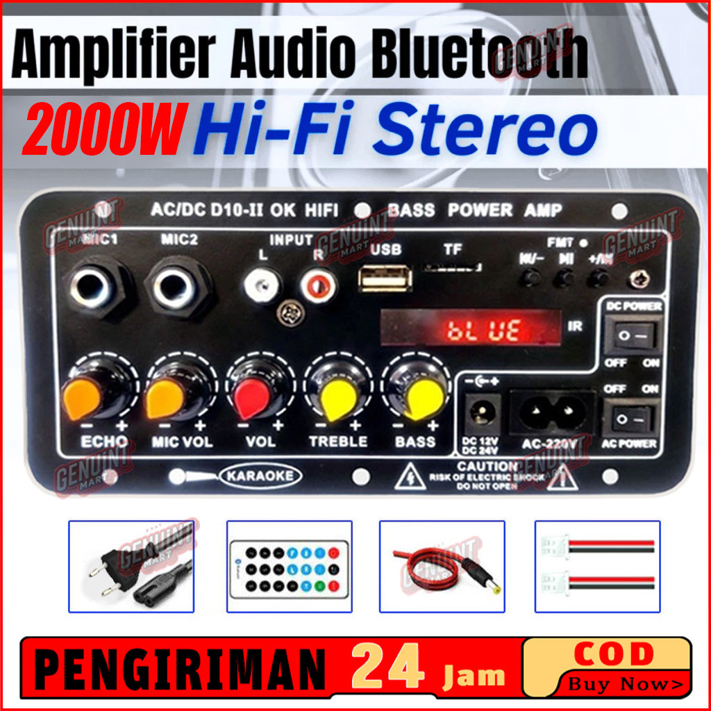 2000W Amplifier Bluetooth Super Bass Modul Power Amplifier Speaker 12V 24V 220V Stereo Hi-Fi Portabl