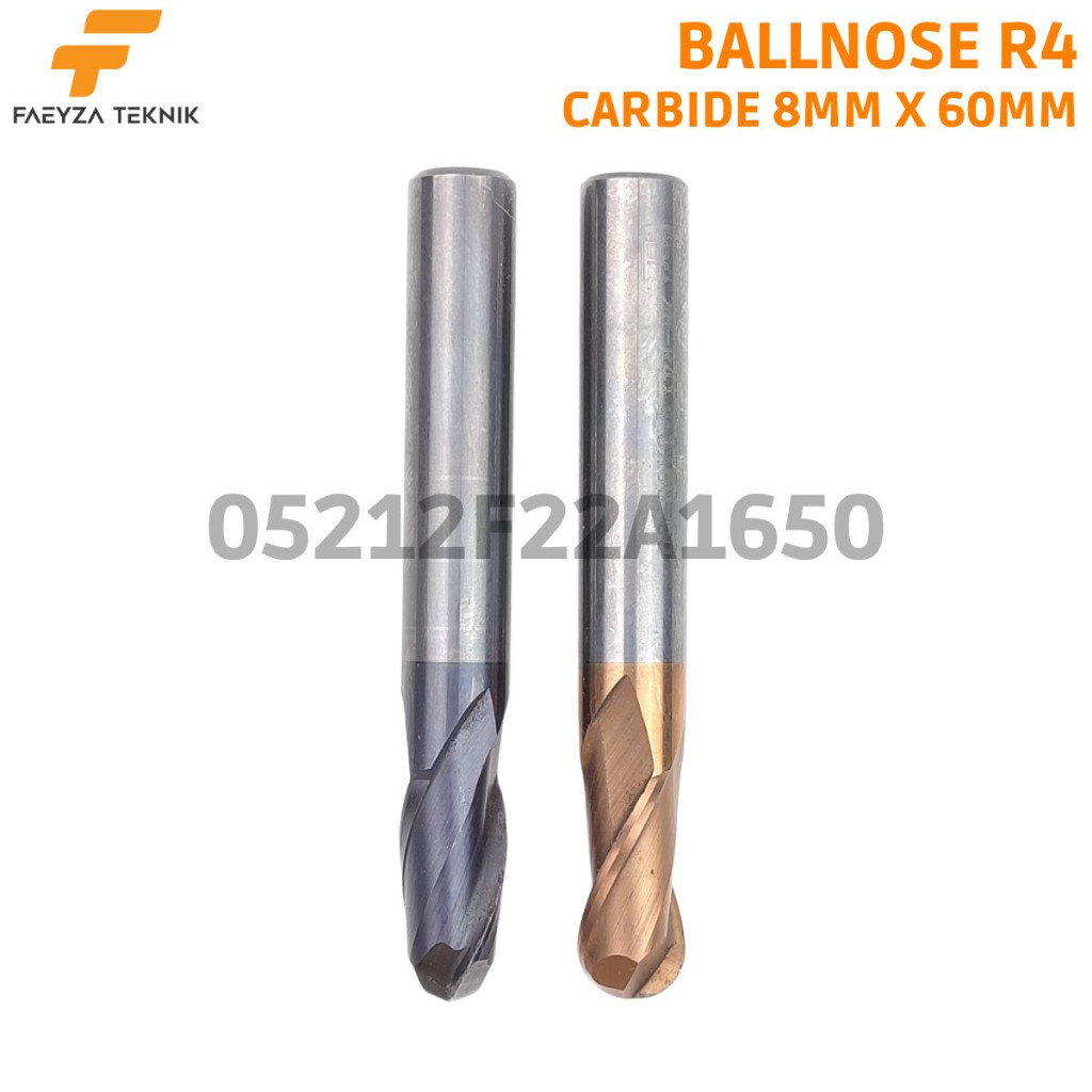 Mata Bor Frais Endmill Ballnose 8mm x 60mm Radius 4mm Carbide Bukan HSS