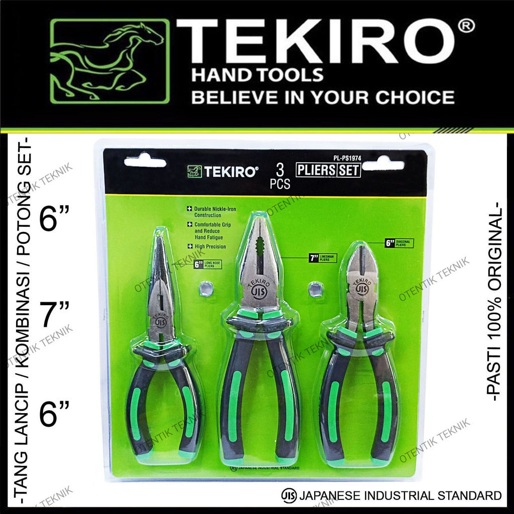 TEKIRO TANG SET ISI 3PCS - TEKIRO TANG KOMBINASI 7 INCI POTONG LANCIP 6 INCI SET - ORIGINAL