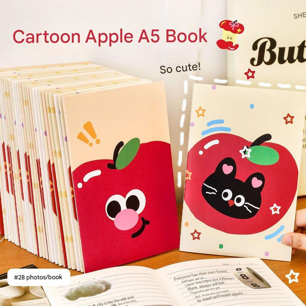 Buku Catatan Jahit A5 Motif Apel Kartun Lucu – Notebook Pelajar Estetik Gaya Korea Jepang, Jurnal Ha