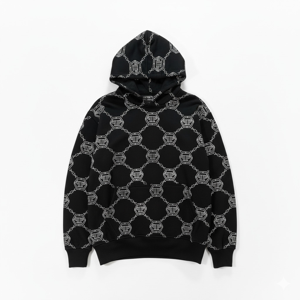 Jaket Hoodie Philipp Plein Fullprint Hitam Premium Pria Wanita Distro Branded Unisex Fulltag