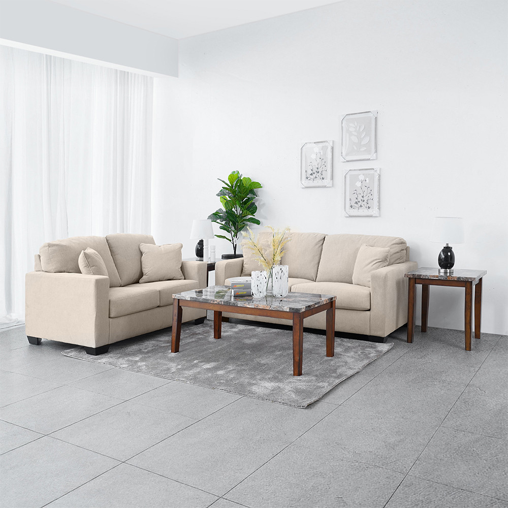 Ashley Bavello-9 Set Sofa Fabric 2 & 3 Seater - Cokelat Muda