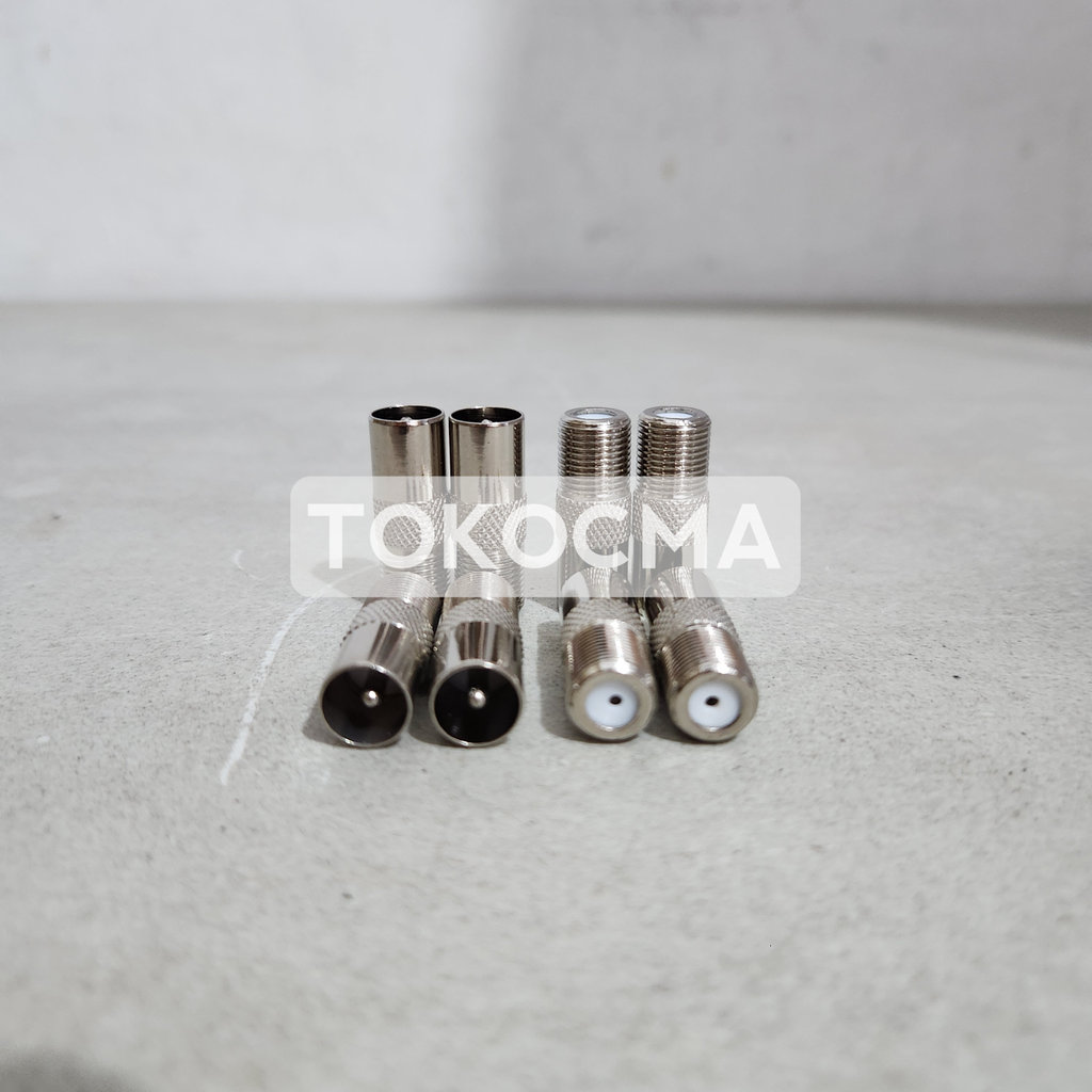 Jek TV Jack Antena TV Besi Konektor Male to Jack Drat F Female Nikel Analog Tabung LED LCD Original