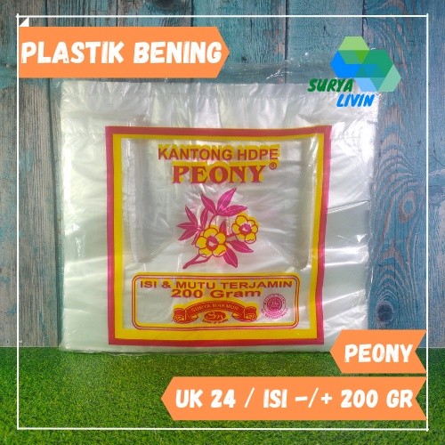 Kantong Plastik Kresek Bening Transparan PEONY Ukuran 24 isi 200 gr