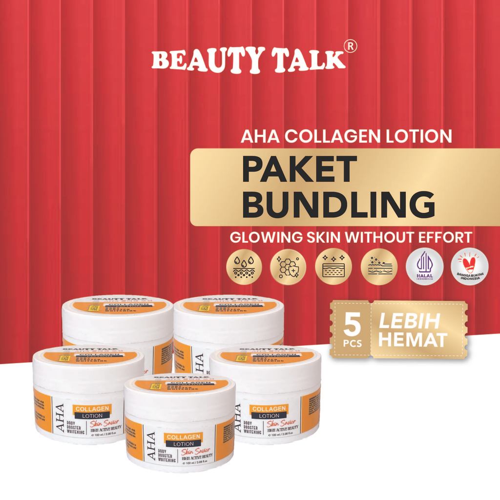 [Bundling hemat - 5PCS] BEAUTY TALK AHA Collagen Lotion 100ML | Paket Cerah maksimal AHA + Collagen