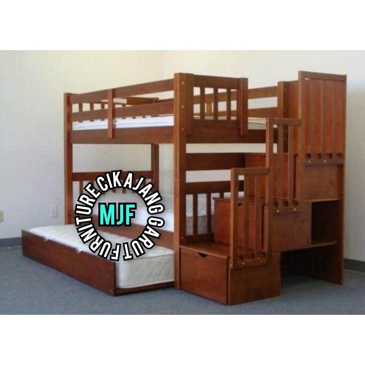 Ranjang Tingkat kayu Tanga laci/Tempat tidur tingkat modern/Dipan tingkat kayu minimalis modern 6 la