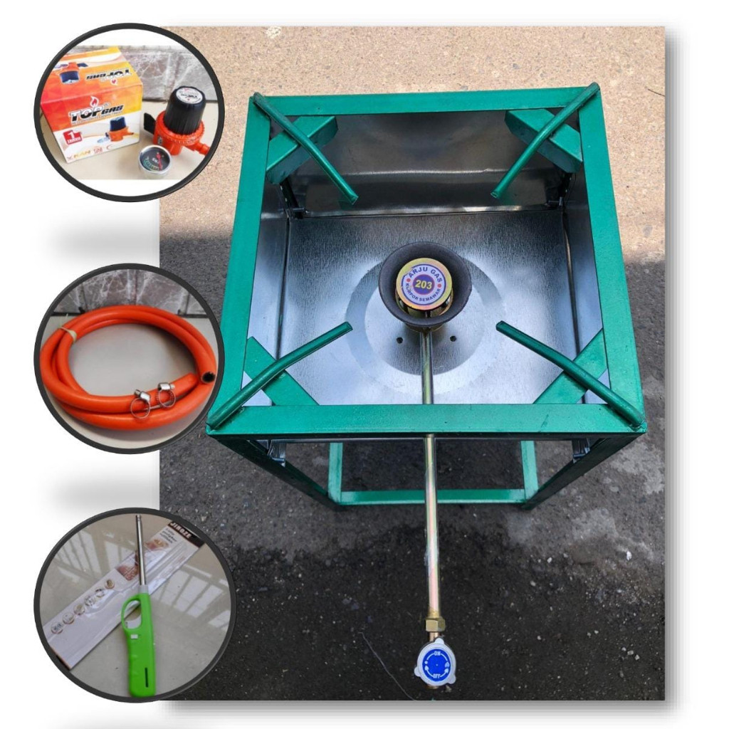 TERMURAH paket lengkap kompor semawar KAKI KOTAK HIJAU /satu set paket lengkap kompor jos tekanan ti