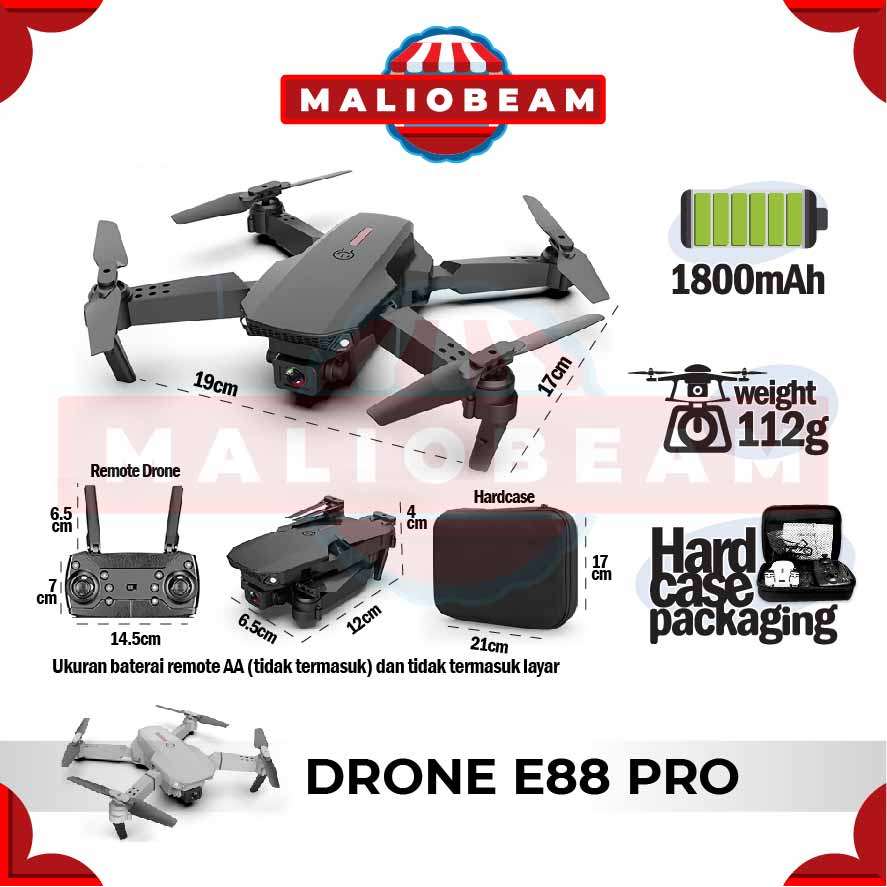 Drone E88pro 4K Ultra HD Foldable Drone Lipat Single Camera