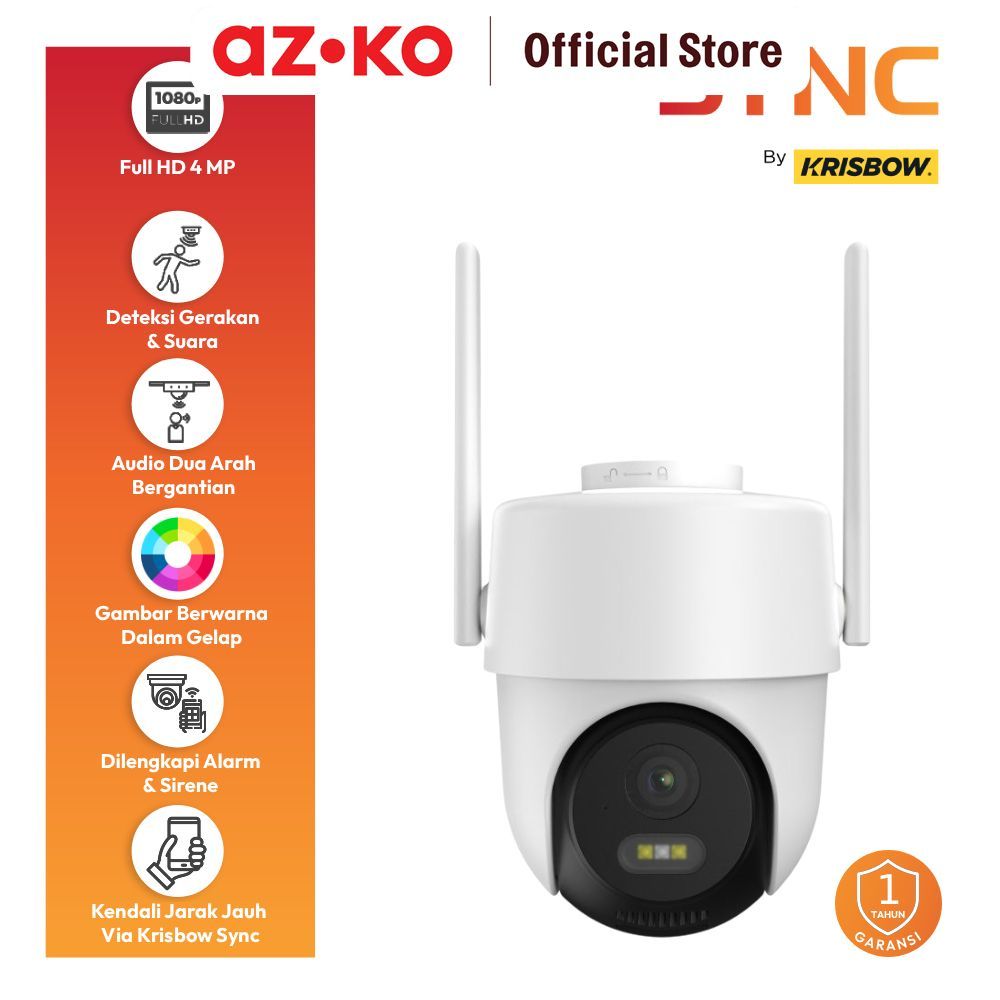 AZKO Krisbow Sync Smart Ip Camera Outdoor Wifi Ptz Speed 4Mp Tanpa Kabel Mini Kecil Jarak Jauh Terse
