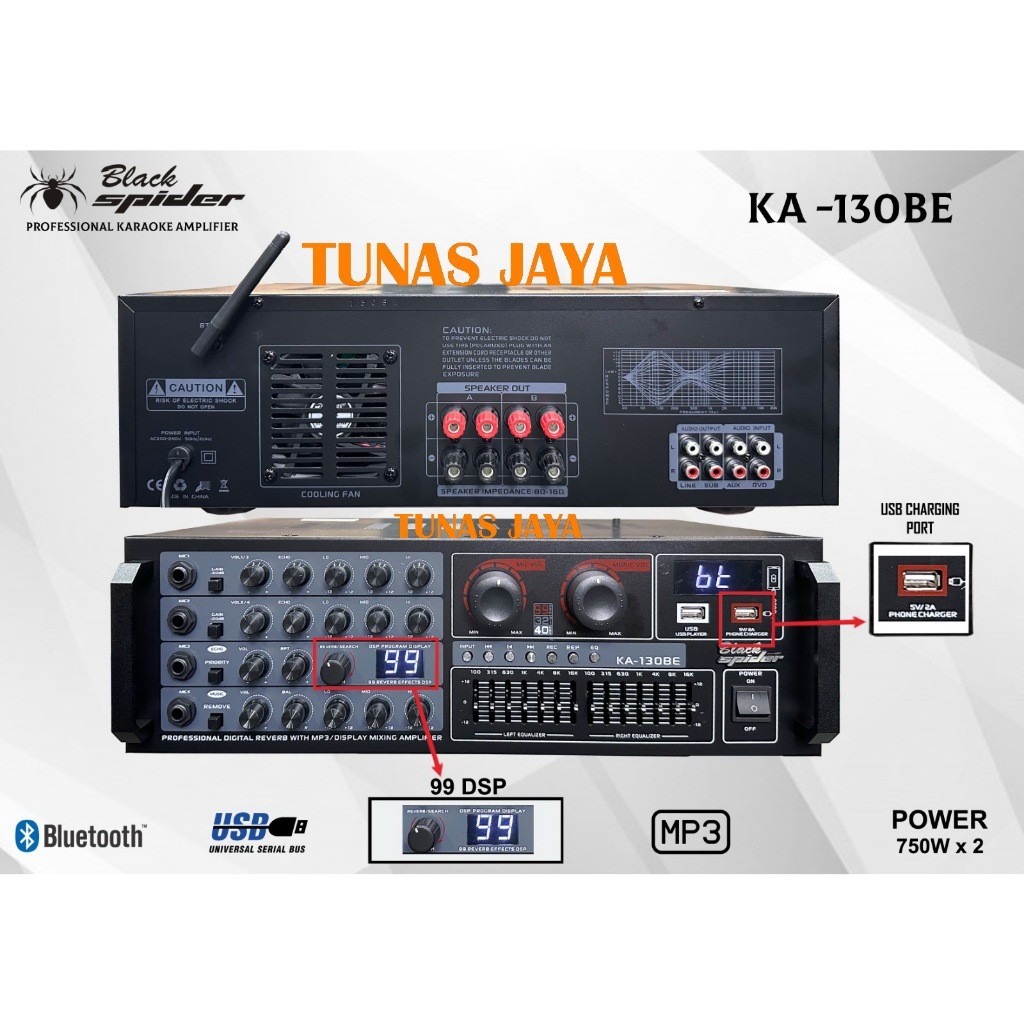 POWER AMPLI BLACK SPIDER KA130BE  KA130 BE KA 130 BE NEW MODEL 99 DSPGARANSI RESMI ORIGINAL