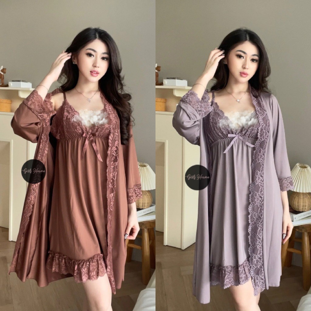 SODIALAM 007L Lingerie Dress + Kimono + Belt [ Girlsheaven_id ]