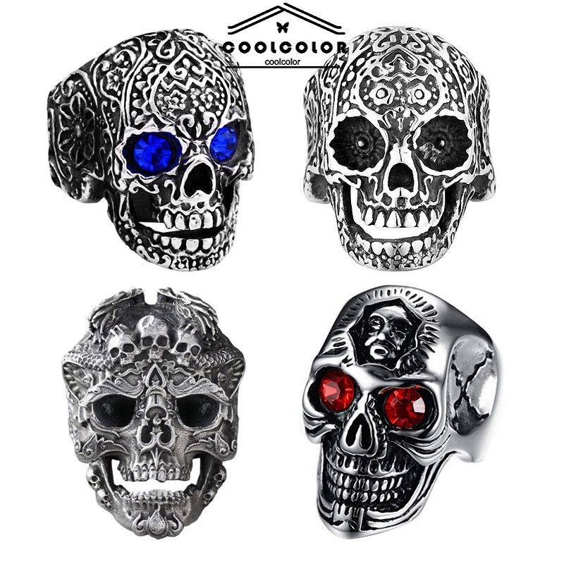 COD Tren Fashion Cincin Pria  Cincin Bentuk Retro  Batu Ruby Bertahtakan Batu Cincin Vintage Pria-Cl