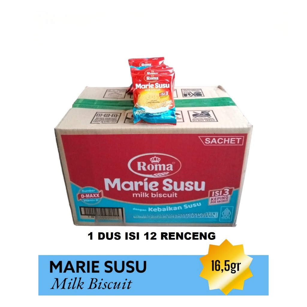 Roma Marie Susu Biskuit Renceng 16,5 gr HARGA 1 DUS isi 12 renceng