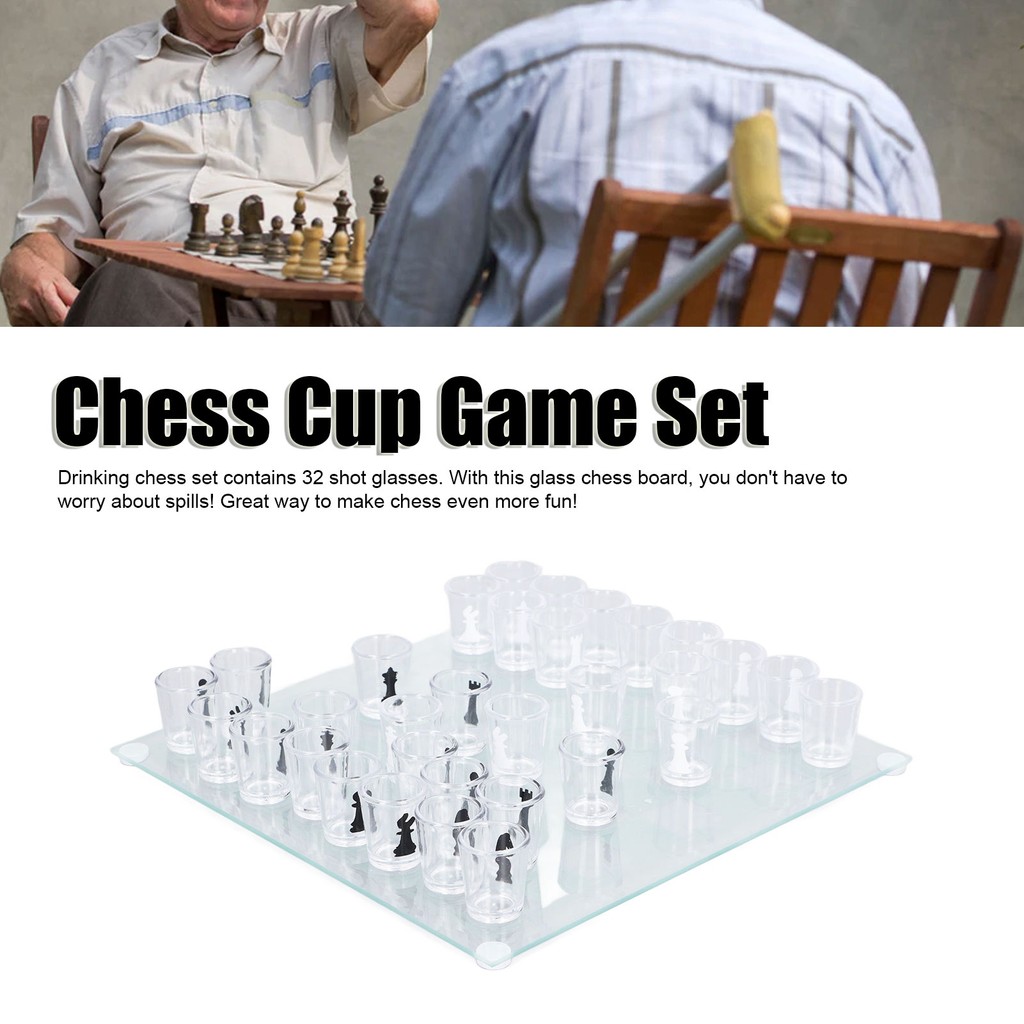 Shot Glass Chess Set Drinking Game Set Chess Board with Shot Glass Chess Pieces 225x225cm Shot Glass