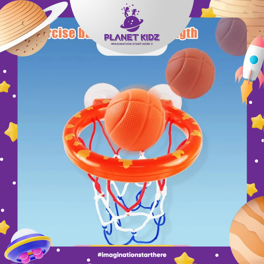 PLANETKIDZ FK506 Mini Ring Basket Bola Hoop Basketball Keranjang Sucker Dinding Tempel Mainan Mandi 