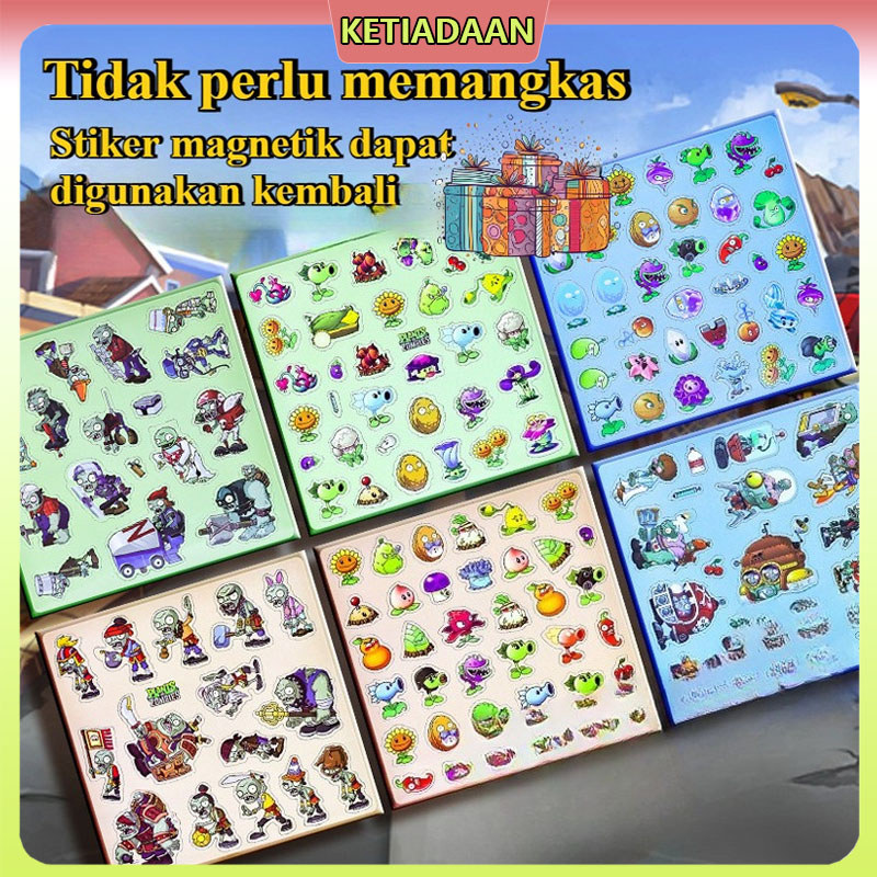 Buku Stiker Magnetik DIY Plants vs. Zombies / Buku Stiker Zombie Ekstra Besar (Versi Anak Laki-laki)