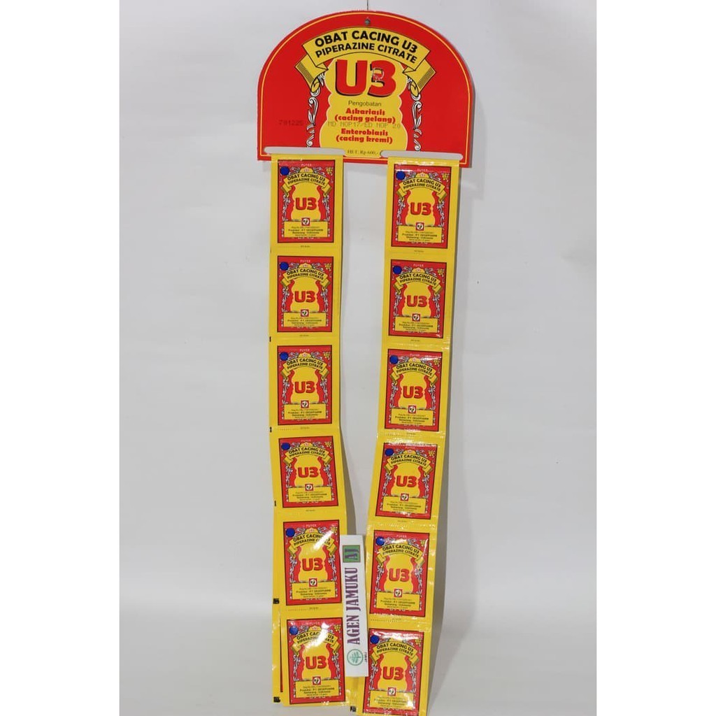 PUYER OBAT CACING U3 CAP JAGO 1 Hanger  24 sachet