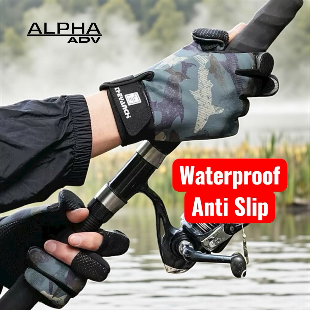 Sarung Tangan Mancing Fishing Glove Waterproof Anti Air Anti Slip Touchscreen Layar Sentuh Tidak tem