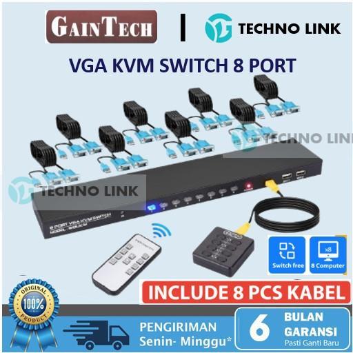 KVM VGA SWITCH USB 2.0 8 Port Free Kabel KVM 8pcs GAINTECH NETLINE