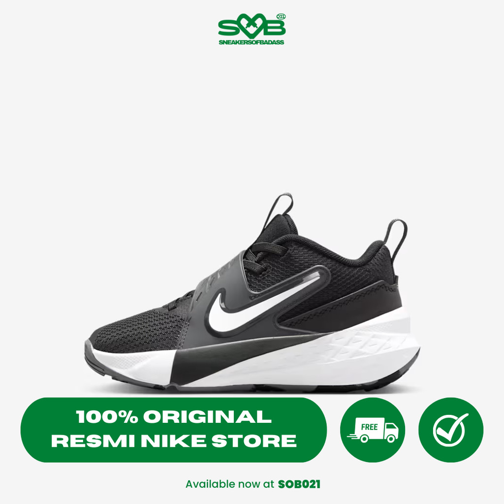 Sepatu Basket Nike Team Hustle D 12 Little Kids' Black/Anthracite/White - HF6280-002