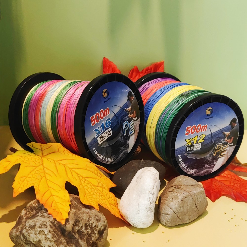 Bingolife Senar Pancing Kepang PE X12 X16 500m Kuat 11.3kg-150kg Profesional Untuk Laut Spinning Cas