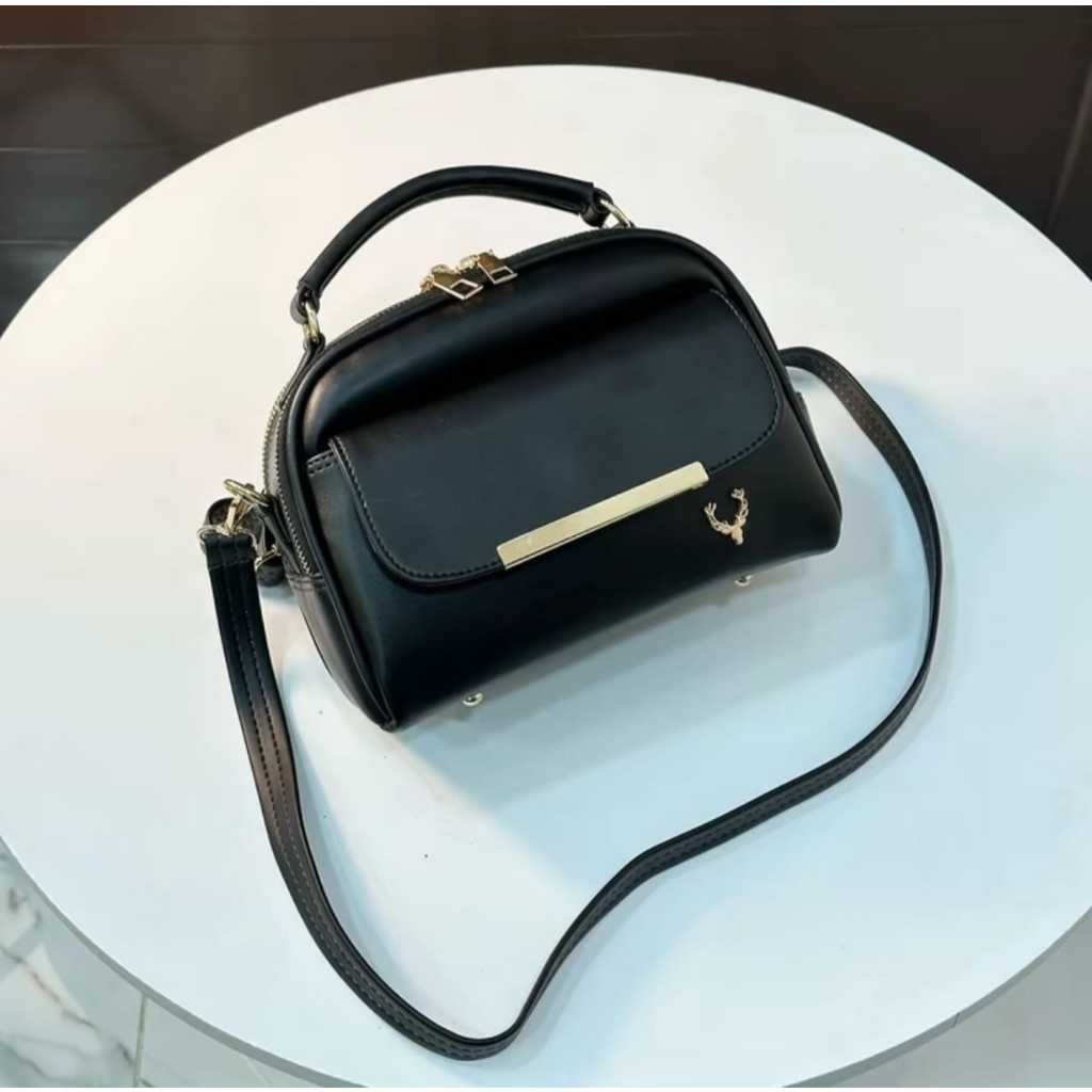 [Trendova] Tas 2 Ruang Resleting Kulit Sintetis – Fashion Korea Stylish Muat HP & Dompet