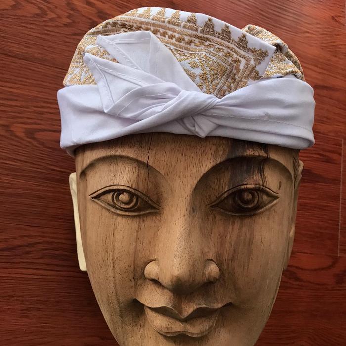 udeng sibak,semi songket,udeng bali - Putih alam, udeng 1/2jadi