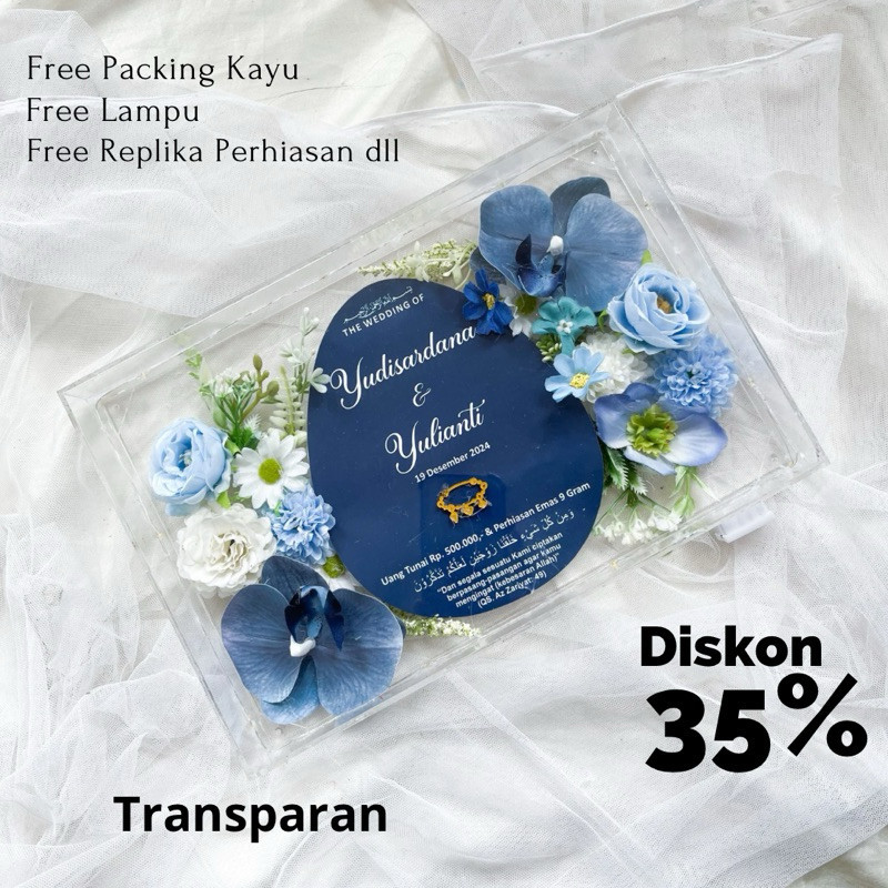 Free Packing Kayu / Mahar Akrilik /Mahar Murah/Mahar Nikah/Mahar Pernikahan/ Mahar Transparan