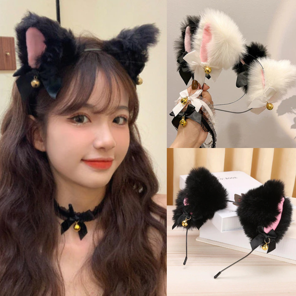F5892 Bando Kucing Wanita / Bando Telinga Kucing Nekomimi / Cosplay Furry Headband Cat Ears / Bando 