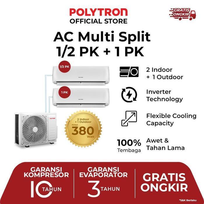 POLYTRON MULTI SPLIT AC 0,5 PK 1 PK dan outdoor 2 PK PAC 050918MS