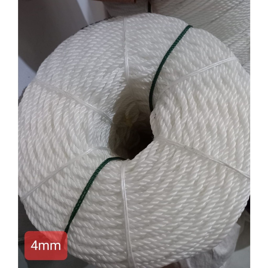 1 Roll Tali Tambang 4mm -+200 Meter Nilon Plastik PE Nylon Putih