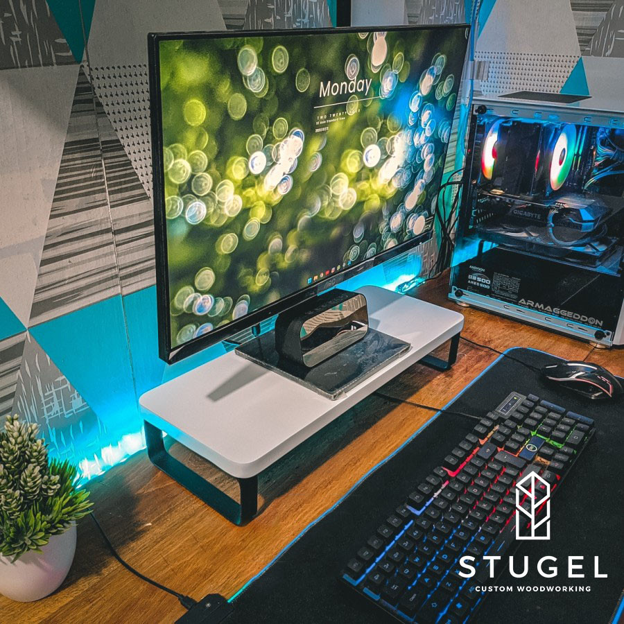 Stand monitor / Stand Laptop / Tatakan monitor Kaki Besi Putih