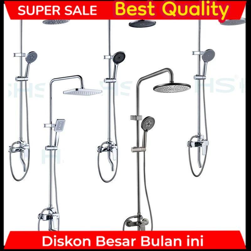 Chrome/Grey Brass Shower System Wall Mounted Bathroom Shower Faucet Set Rainlfall Bathroom Shower Se