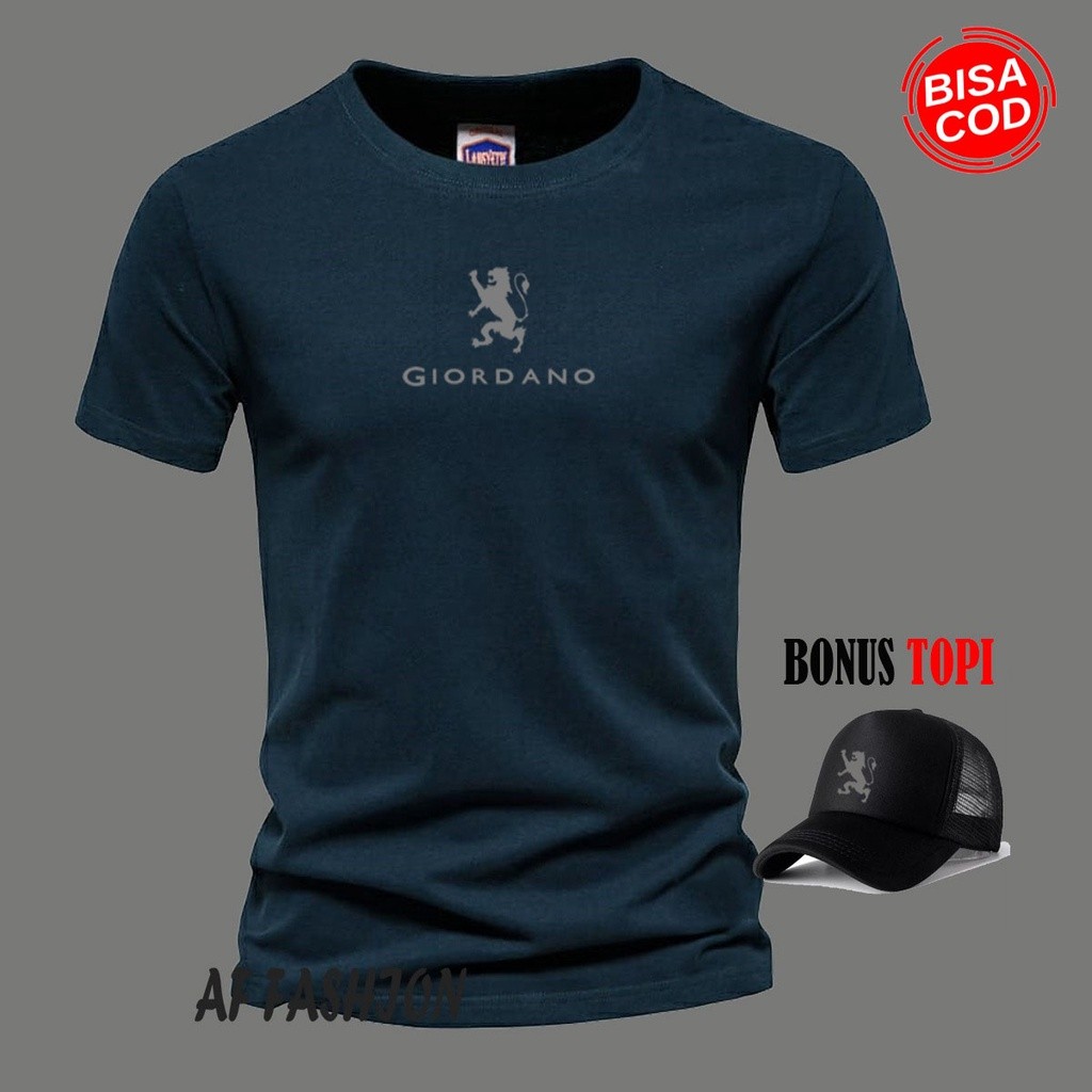 Trendy now Bonus topi ... Baju Kaos Distro Logo Gi0r Terbaru Text Silver Lengan Pendek Premium Quali