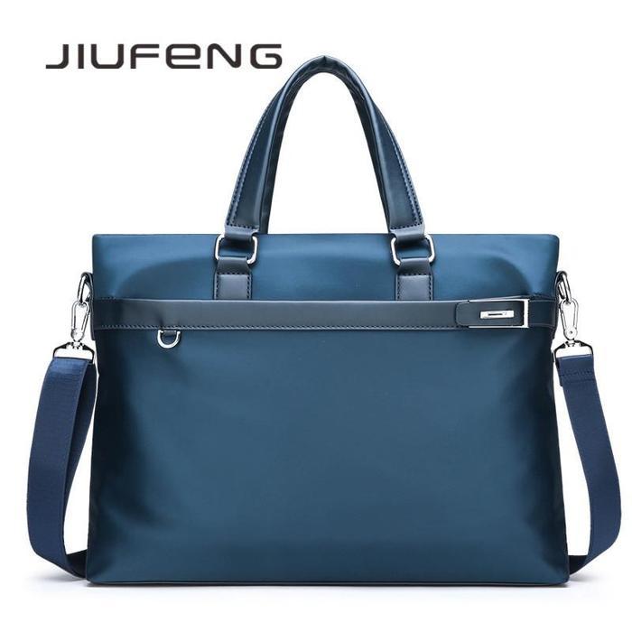 JIUFENG Tas Bahu Pria Bisnis Kanvas Tahan Air Satu Tas Kantor Tas Komputer 14 Inci Ransel Dokumen - 