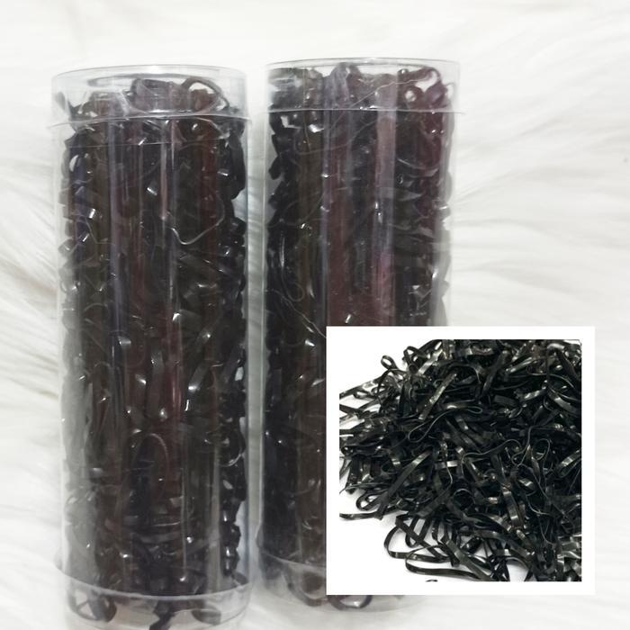 BERKAH Karet Ikat Rambut / Karet Kiloan Jepang Tabung Mika - MK TBG12+HITAM