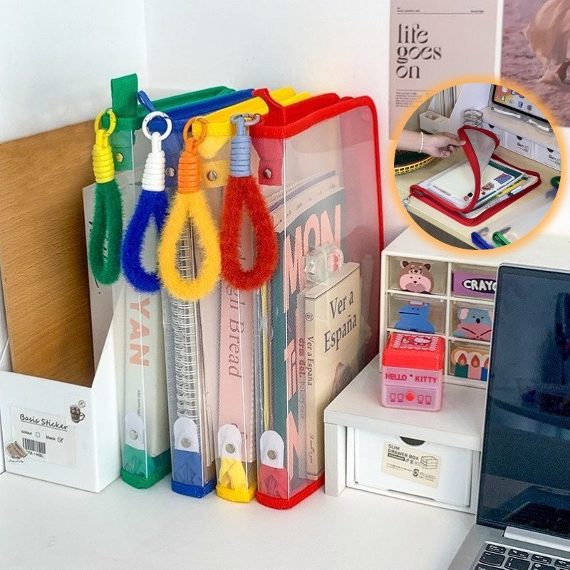 Ready Little o Map Plastik Birdie A4 Map Tas Les Dokumen Sekolah ATK Tas Resleting Transparan