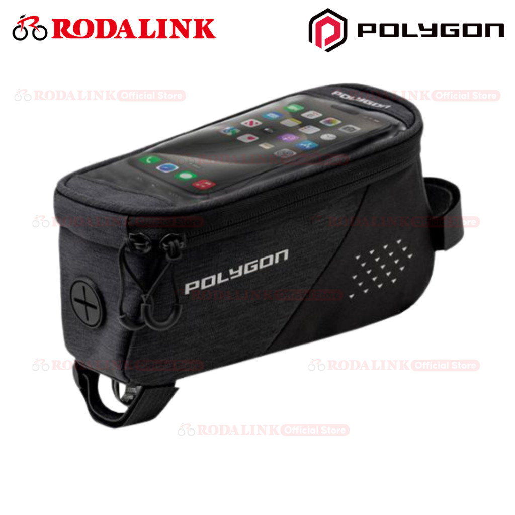 PROMOPolygon Top Tube Bag Sepeda with Phone Display – Tas Frame Transparan Touchscreen, Praktis & Wa