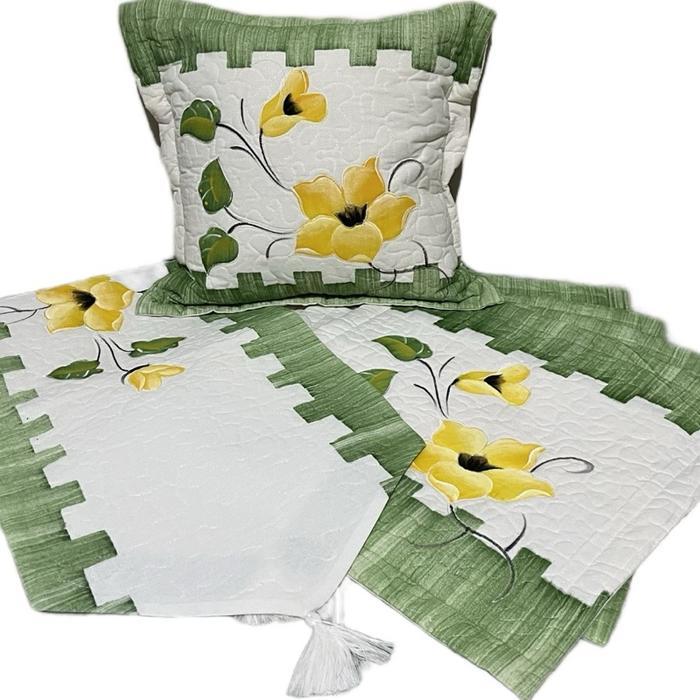 "TNKSYU" - Sarung bantal set sofa hijau | Paket sarung bantal kursi isi 5 sarung bantal ukuran 40x40