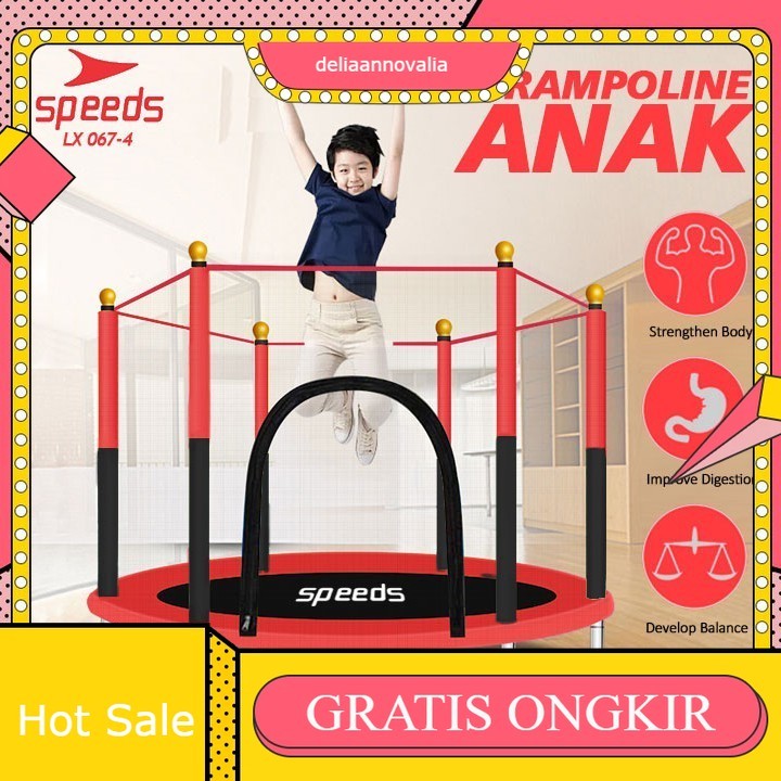 Trampolin 55" 140cm mainan anak Lompat Trampolin Jump Matras Fitness 067-4