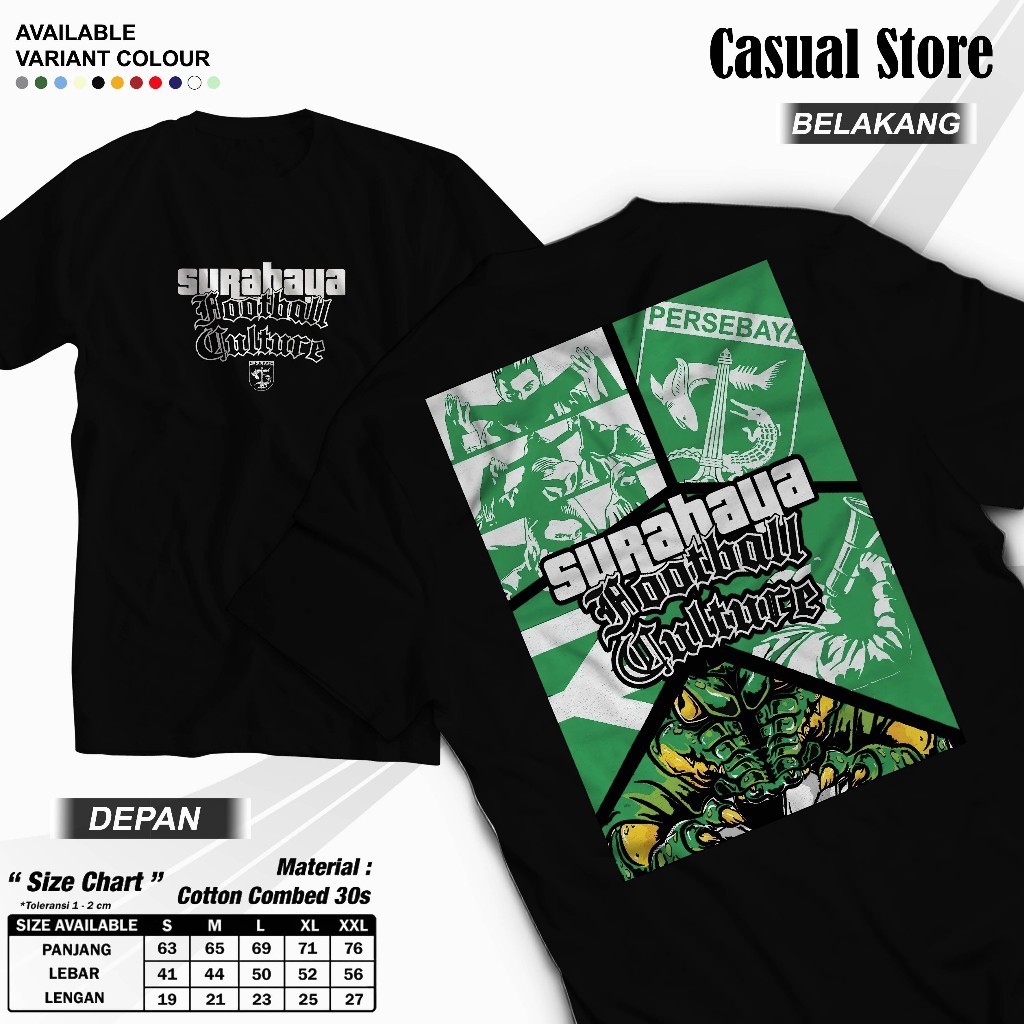 Kaos Persebaya "Surabaya Football Culture" - Kaos Supporter Persebaya/Surabaya Fans/Kaos distro Pers