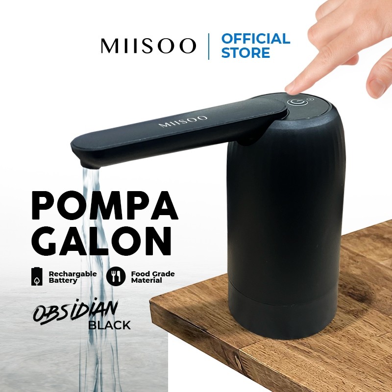 MIISOO Pompa Obsidian Black/Pompa Air All Black/Pompa Galon Elektrik/Pompa USB Charger Pompa Air Gal
