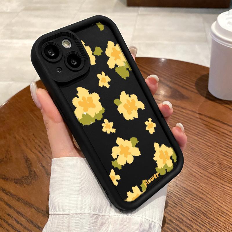 Soft Case OPPO Reno5 4G 5G Reno3 Reno4 F Lite K Z Reno6 Shockproof Cases Floral Bunga Kuning Casing 