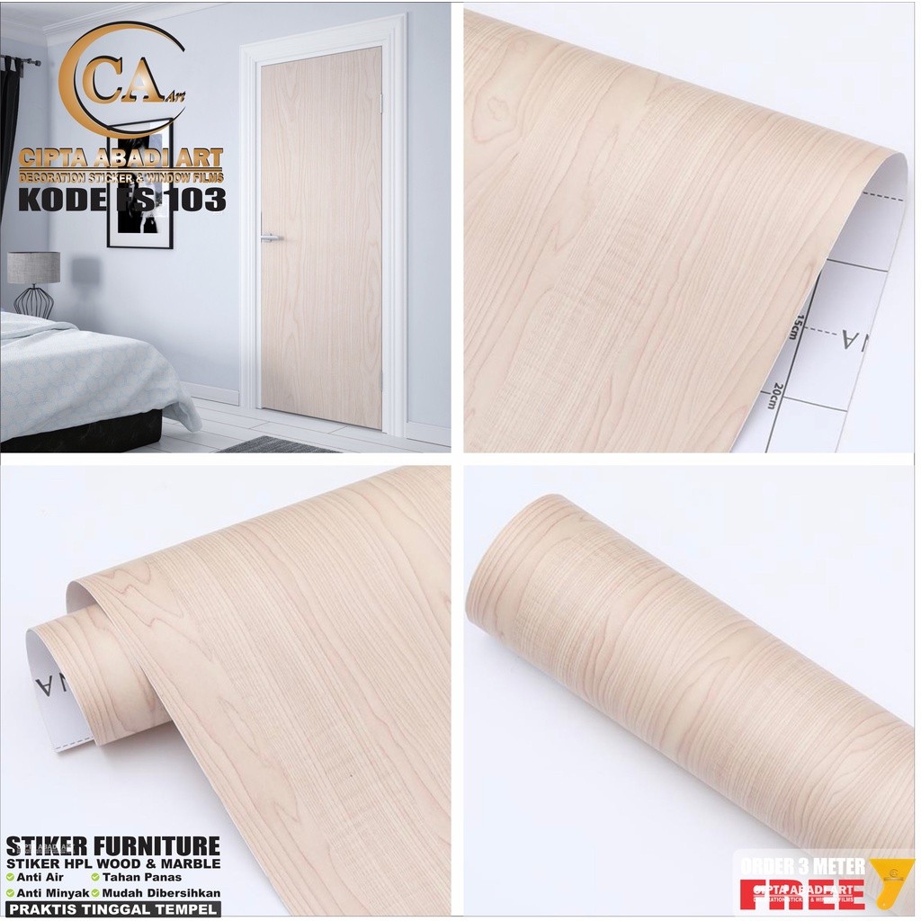 Stiker Lemari Meja Triplek Kitchen Set Motif Serat Kayu Lebar 122 cm