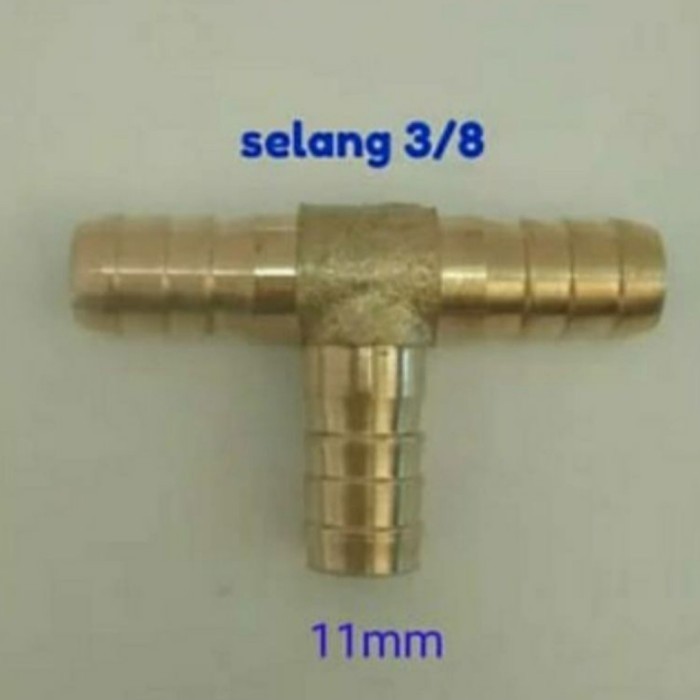 Y T Lurus Cabang Sembungan Selang Kompor Gas Pararel 3 Kuningan Nepel Konektor