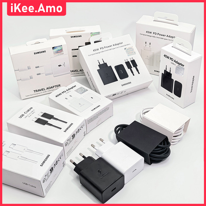 2-in-1 Set  Original SAMSUNG  Fast Charging 45W Charger 1 Meter/1.8 Meter Kabel 5A Type C to C